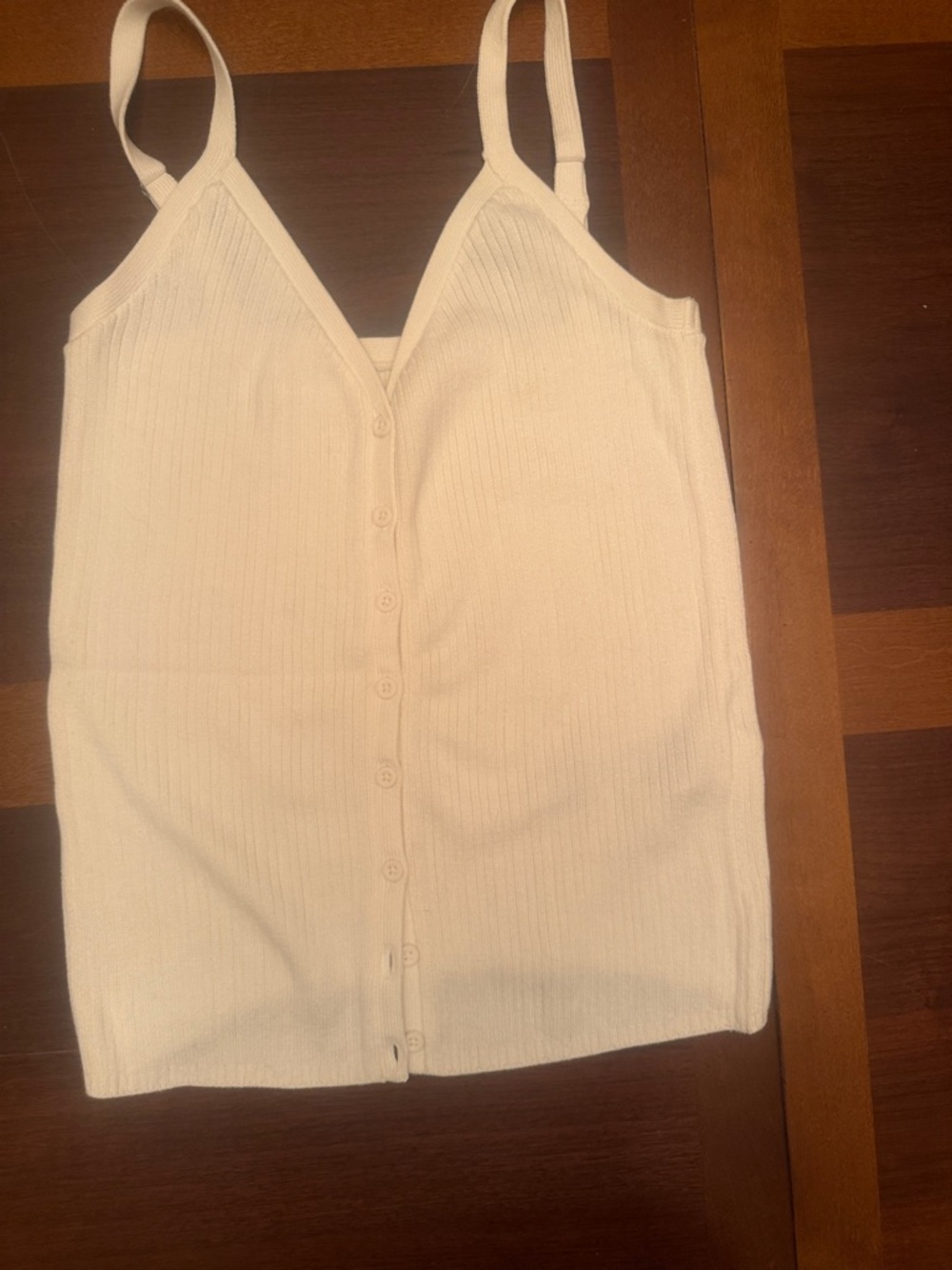 Hollister. Women's Cream Ribbed Button-Front Cami Tank